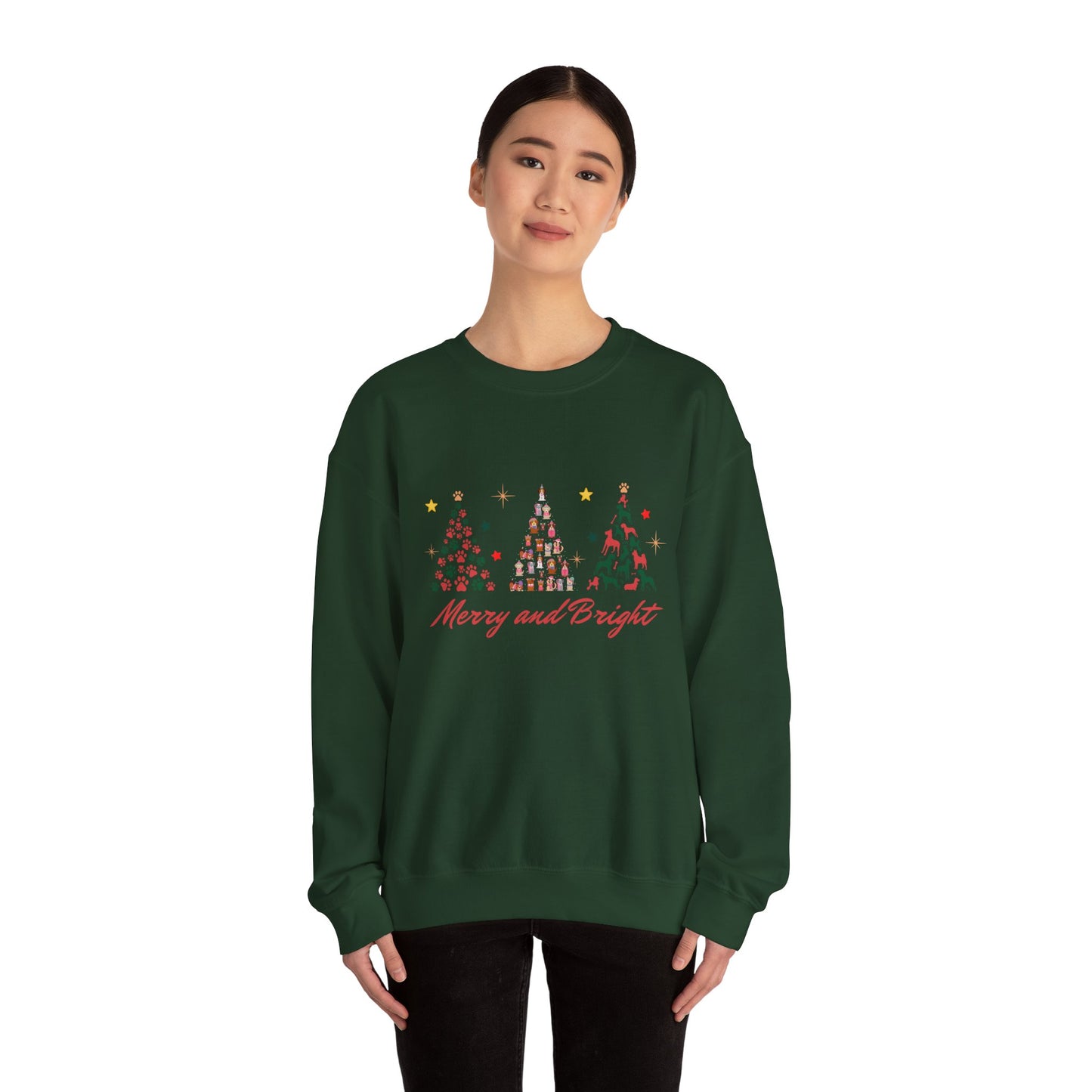 Paw-fect Holiday Towers: Merry & Bright Dog Christmas Crewneck
