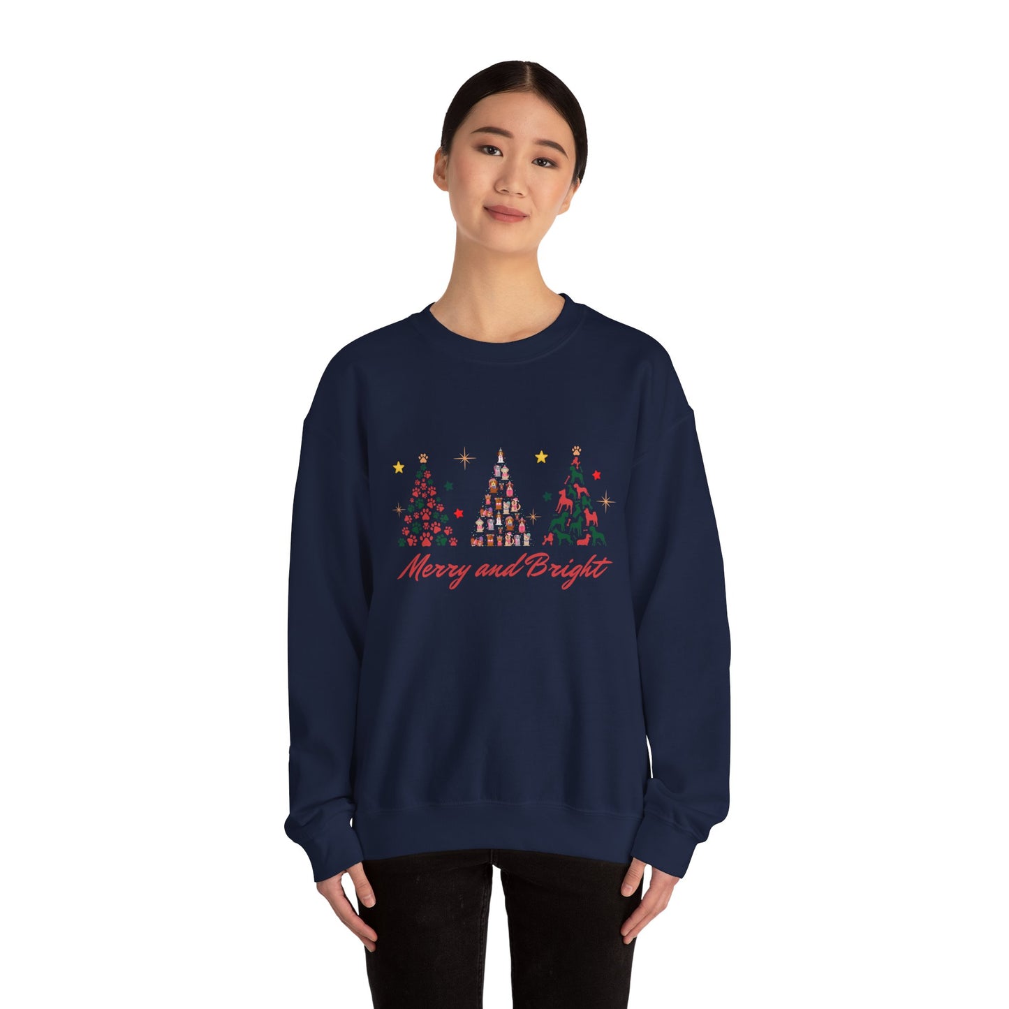 Paw-fect Holiday Towers: Merry & Bright Dog Christmas Crewneck