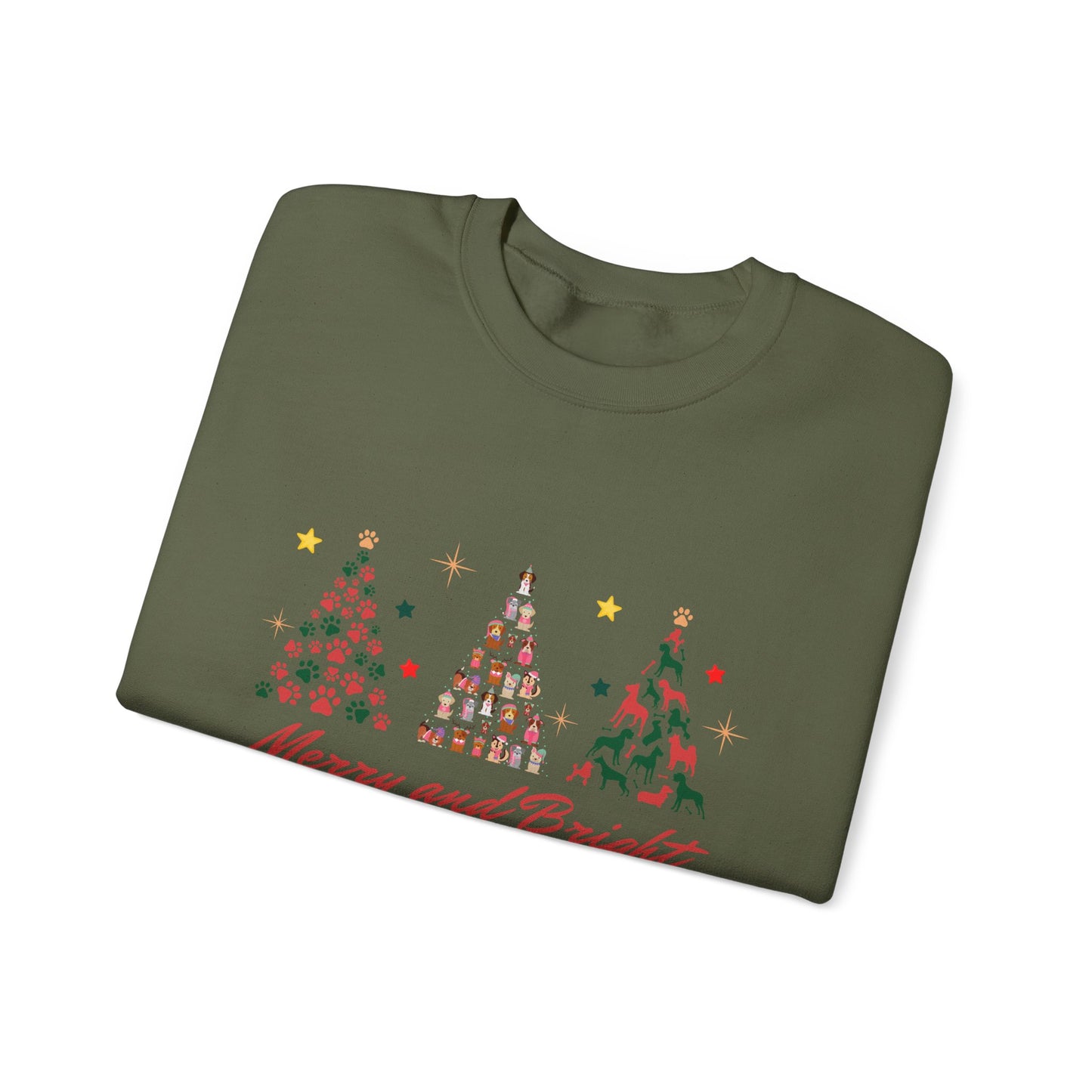 Paw-fect Holiday Towers: Merry & Bright Dog Christmas Crewneck
