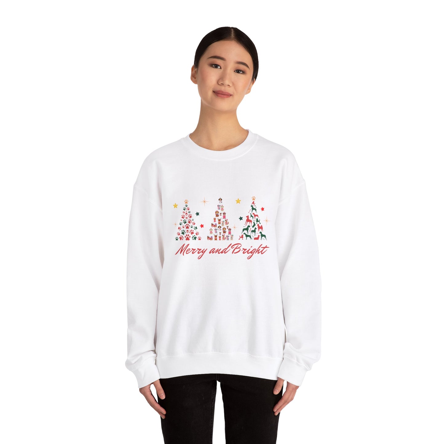 Paw-fect Holiday Towers: Merry & Bright Dog Christmas Crewneck