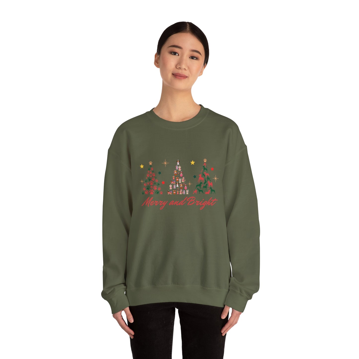 Paw-fect Holiday Towers: Merry & Bright Dog Christmas Crewneck